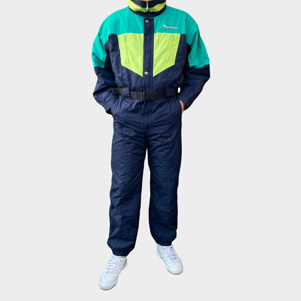 Vintage retro skisuit, ski-pak en skioverall jaren '80/'90, felgekleurde retro après-ski outfit voor carnaval 🎭, foute feestoutfit 🎿 en wintersport bij Retroskipakken.nl