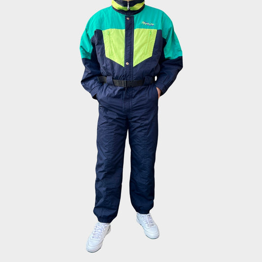 Vintage retro skisuit, ski-pak en skioverall jaren '80/'90, felgekleurde retro après-ski outfit voor carnaval 🎭, foute feestoutfit 🎿 en wintersport bij Retroskipakken.nl