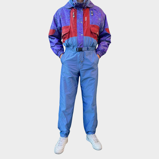 Vintage retro skisuit, ski-pak en skioverall jaren '80/'90, felgekleurde retro après-ski outfit voor carnaval 🎭, foute feestoutfit 🎿 en wintersport bij Retroskipakken.nl